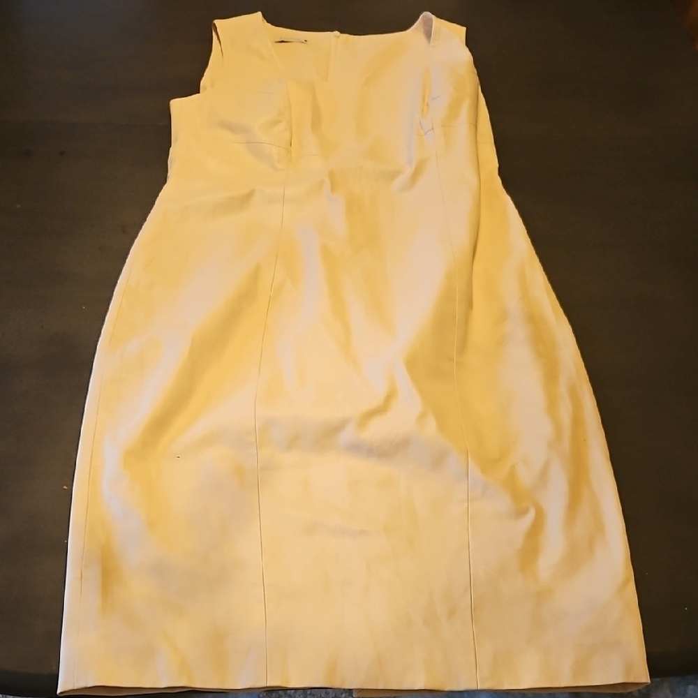 Cream Faux Leather Sleeveless Bodycon Dress Large